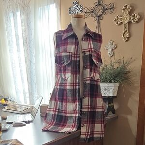 Corona Plaid Sleeveless Tunic - Red and White